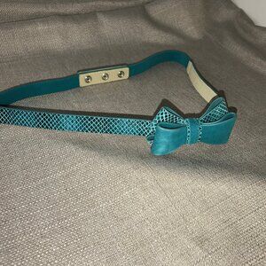 White House Black Market Turquoise Bow Belt OS